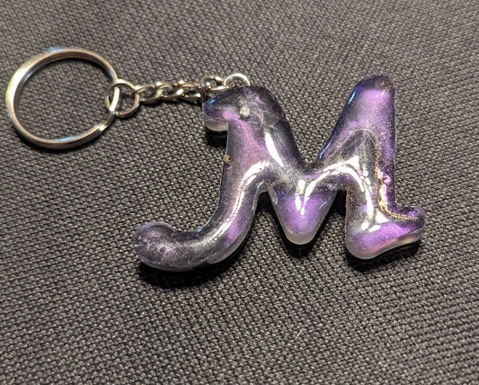M letter purple plain keychain