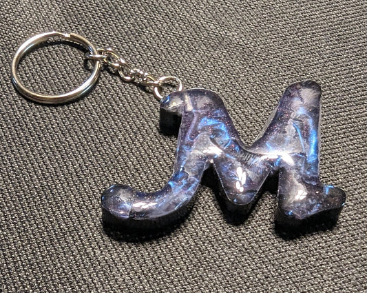 M letter blue plain keychain