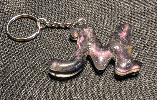 M letter pink plain keychain