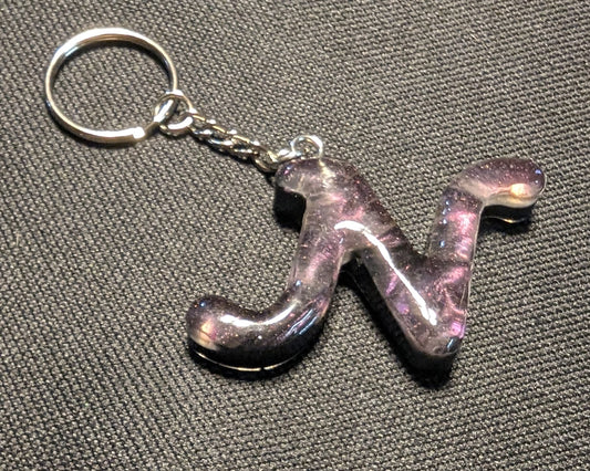 N letter pink plain keychain