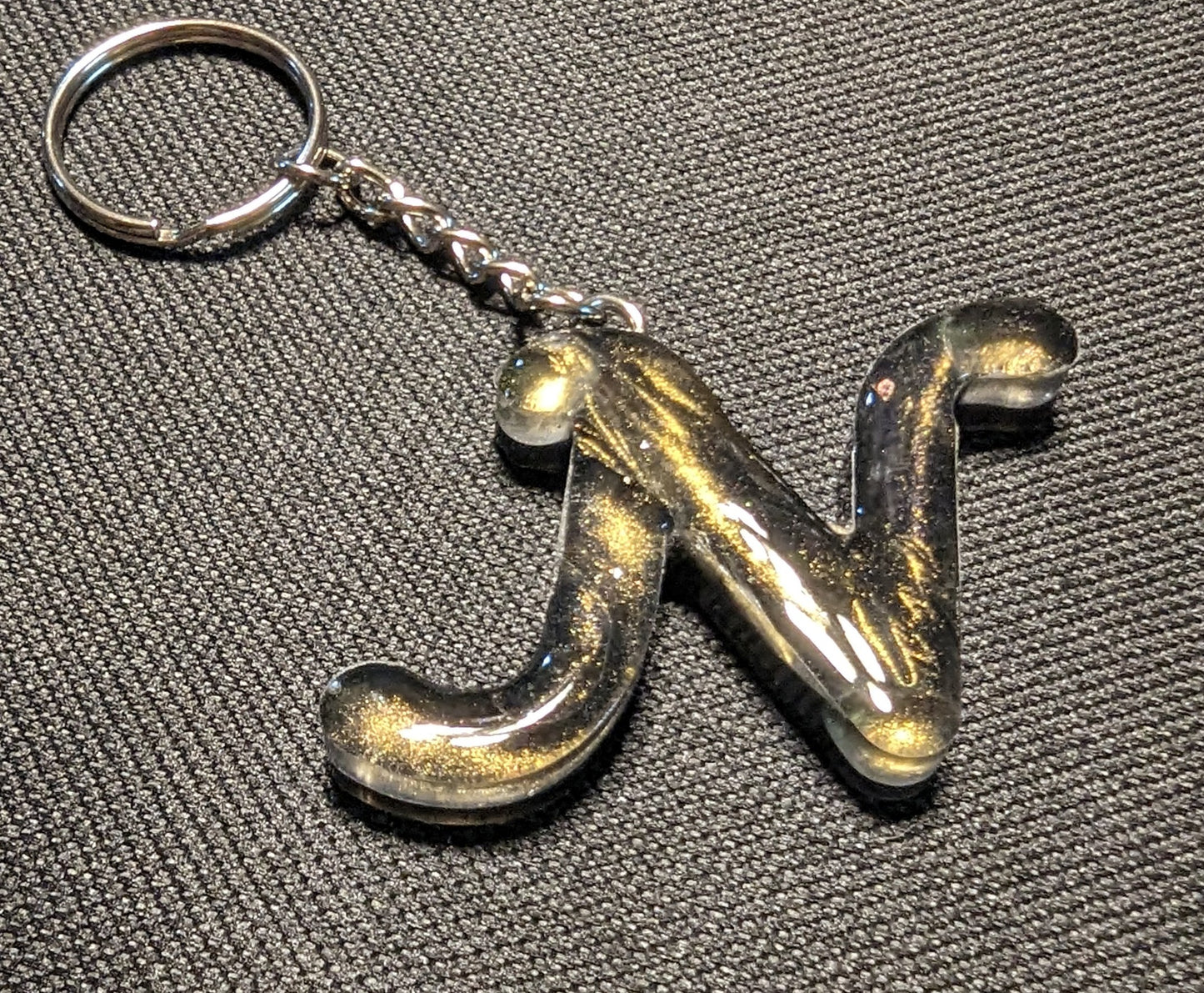 N letter Gold plain keychain