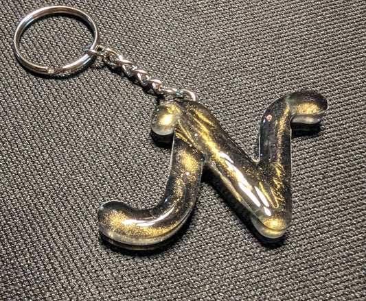 N letter Gold plain keychain
