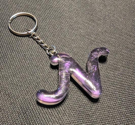 N letter purple plain keychain