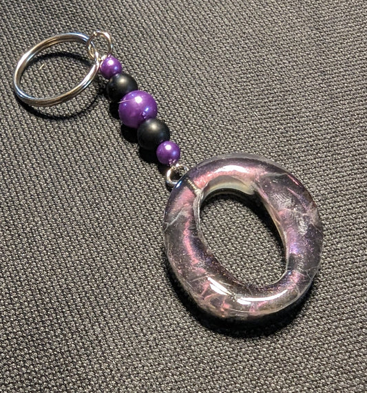 O letter pink beaded keychain