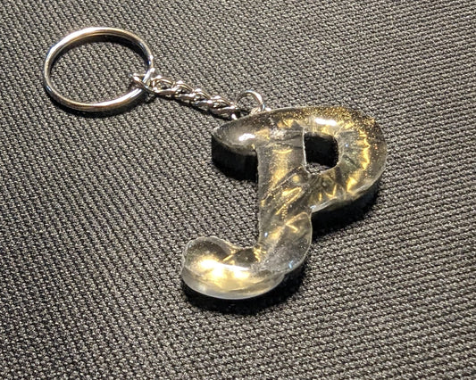P letter gold plain keychain