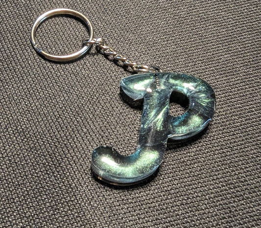 P letter green plain keychain