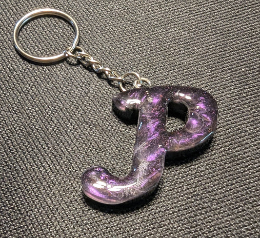 P letter purple plain keychain