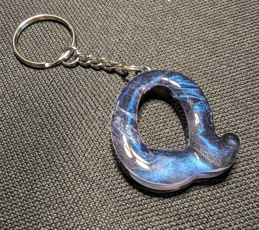 Q letter blue plain keychain