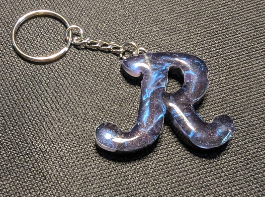 R letter blue plain keychain
