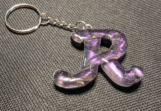 R letter purple plain keychain