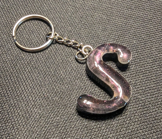 S letter pink plain keychain