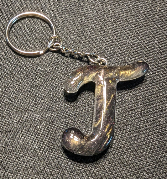 T letter gold plain keychain
