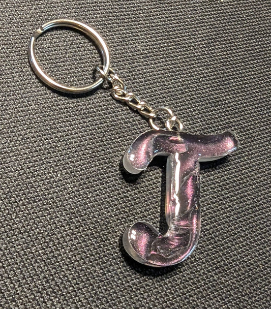 T letter pink plain keychain