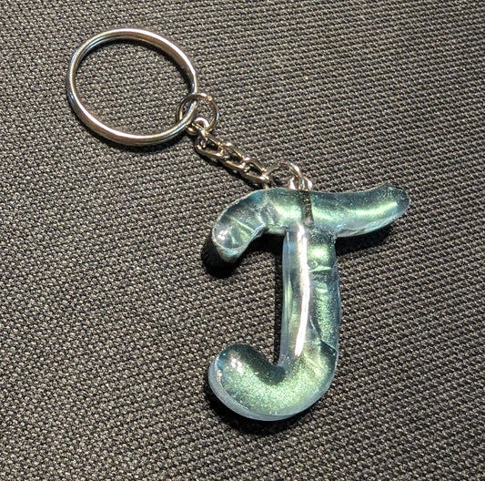 T letter green plain keychain