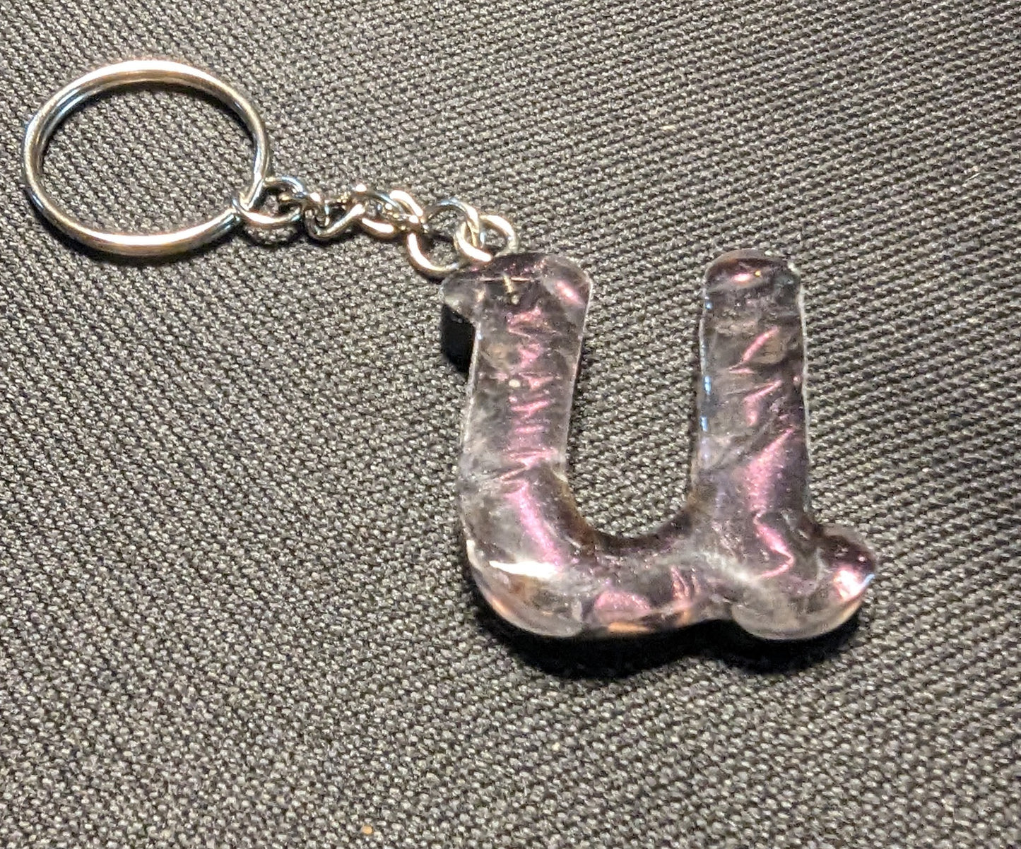 U letter pink plain keychain
