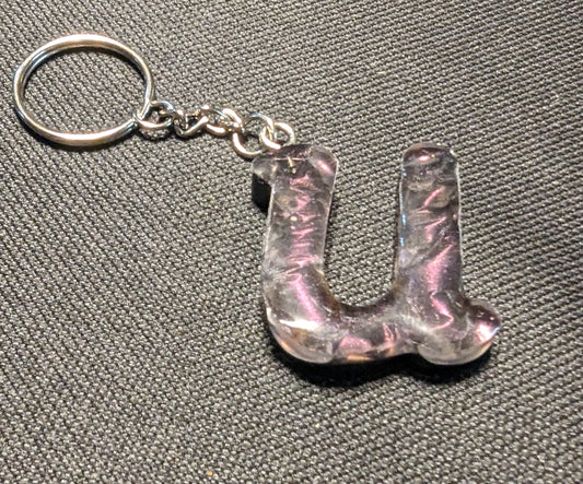 U letter pink plain keychain