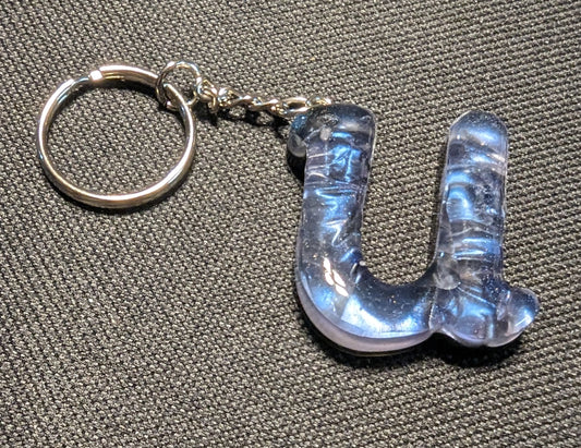 U letter blue plain keychain
