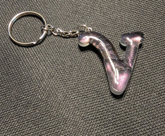 V letter pink plain keychain