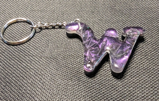 W letter purple plain keychain
