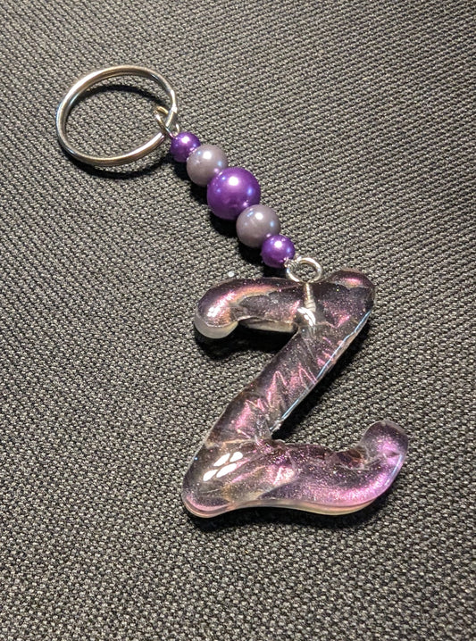 Z letter pink beaded keychain