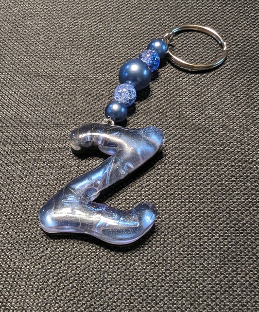 Z letter blue beaded keychain