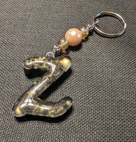 Z letter gold beaded keychain