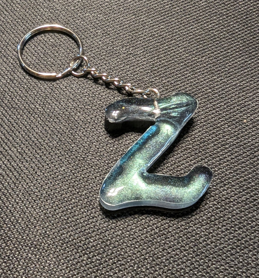Z letter green plain keychain