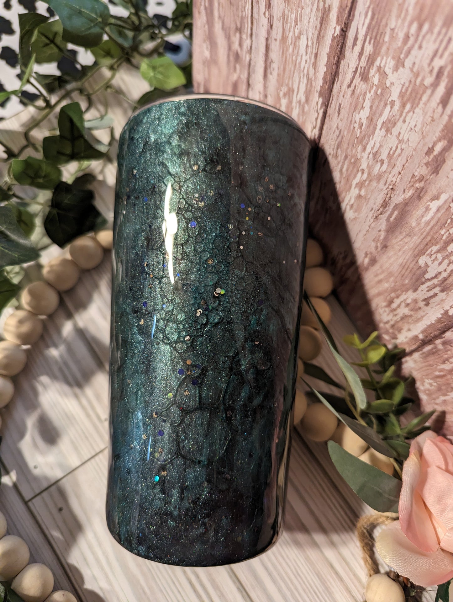 20 oz green dragon skin epoxy tumbler