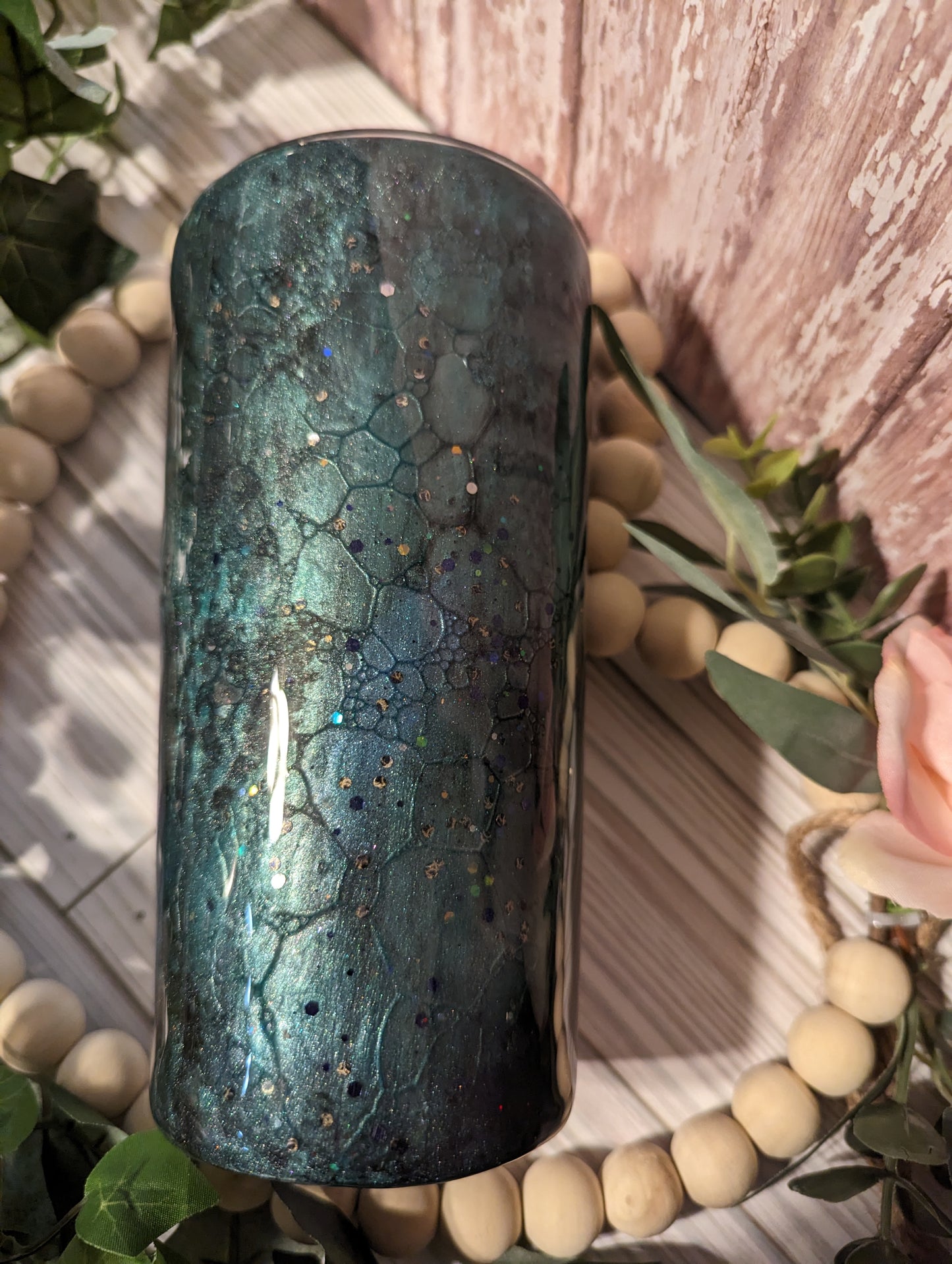 20 oz green dragon skin epoxy tumbler