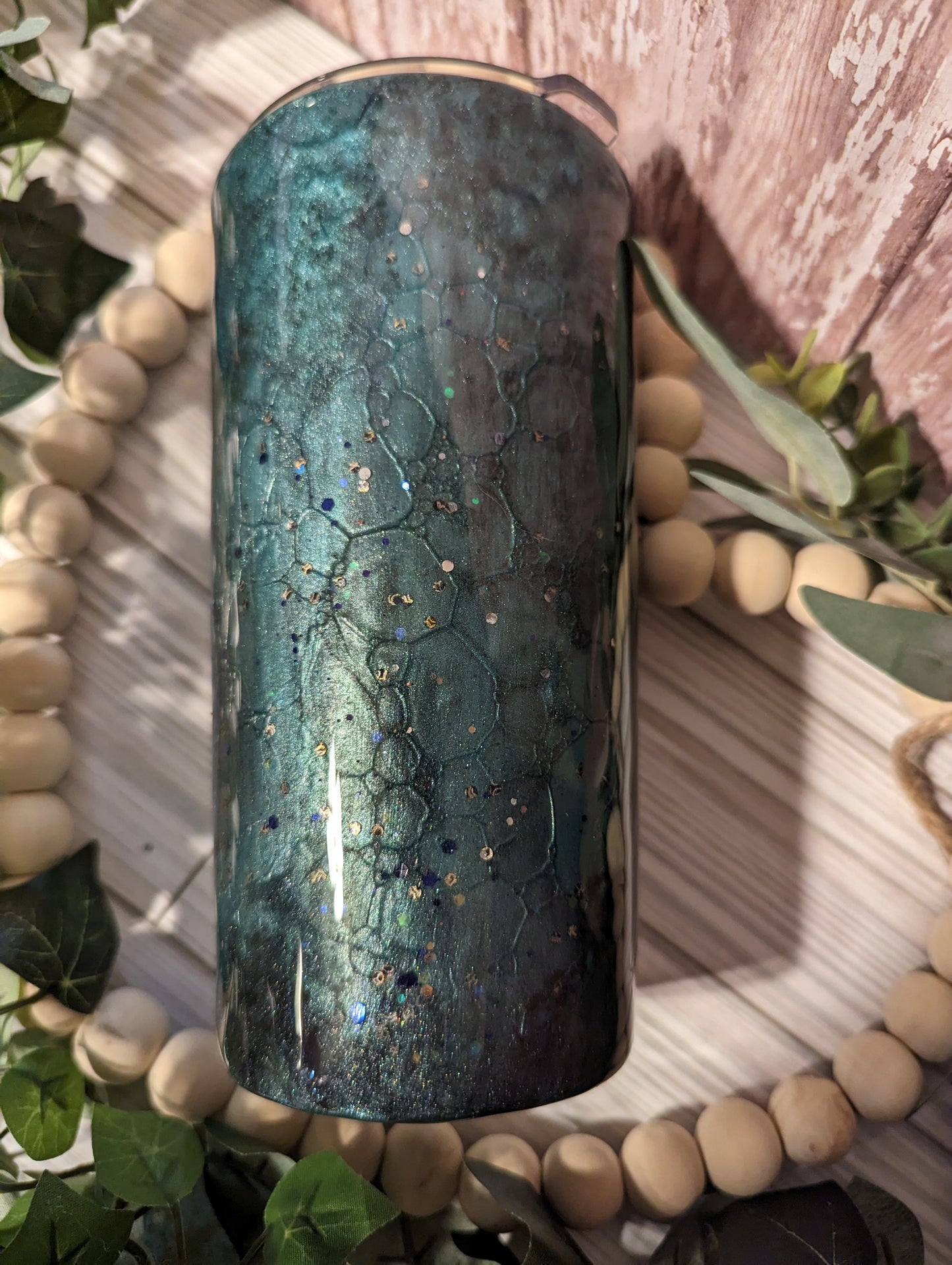 20 oz green dragon skin epoxy tumbler