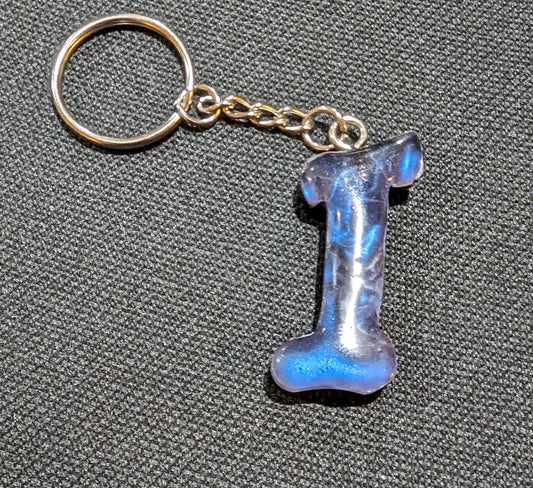 I letter blue plain keychain