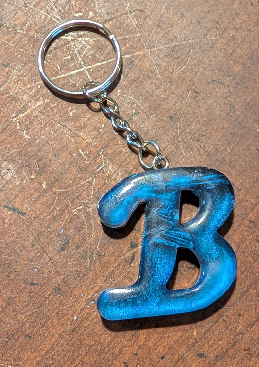 B letter blue plain keychain