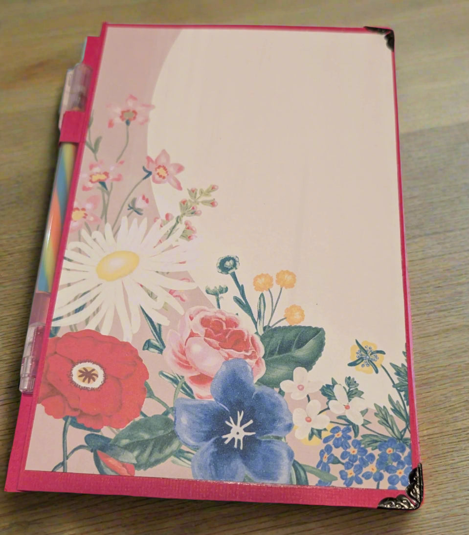 refillable notebook holder 5x8 with pen