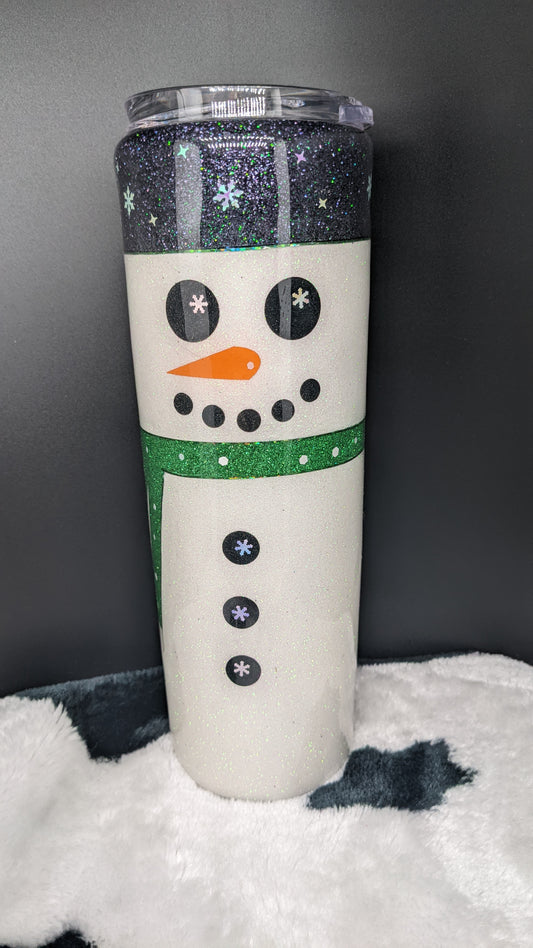 30 oz green scarf snowman