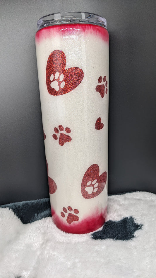 30 oz red heart and paw print