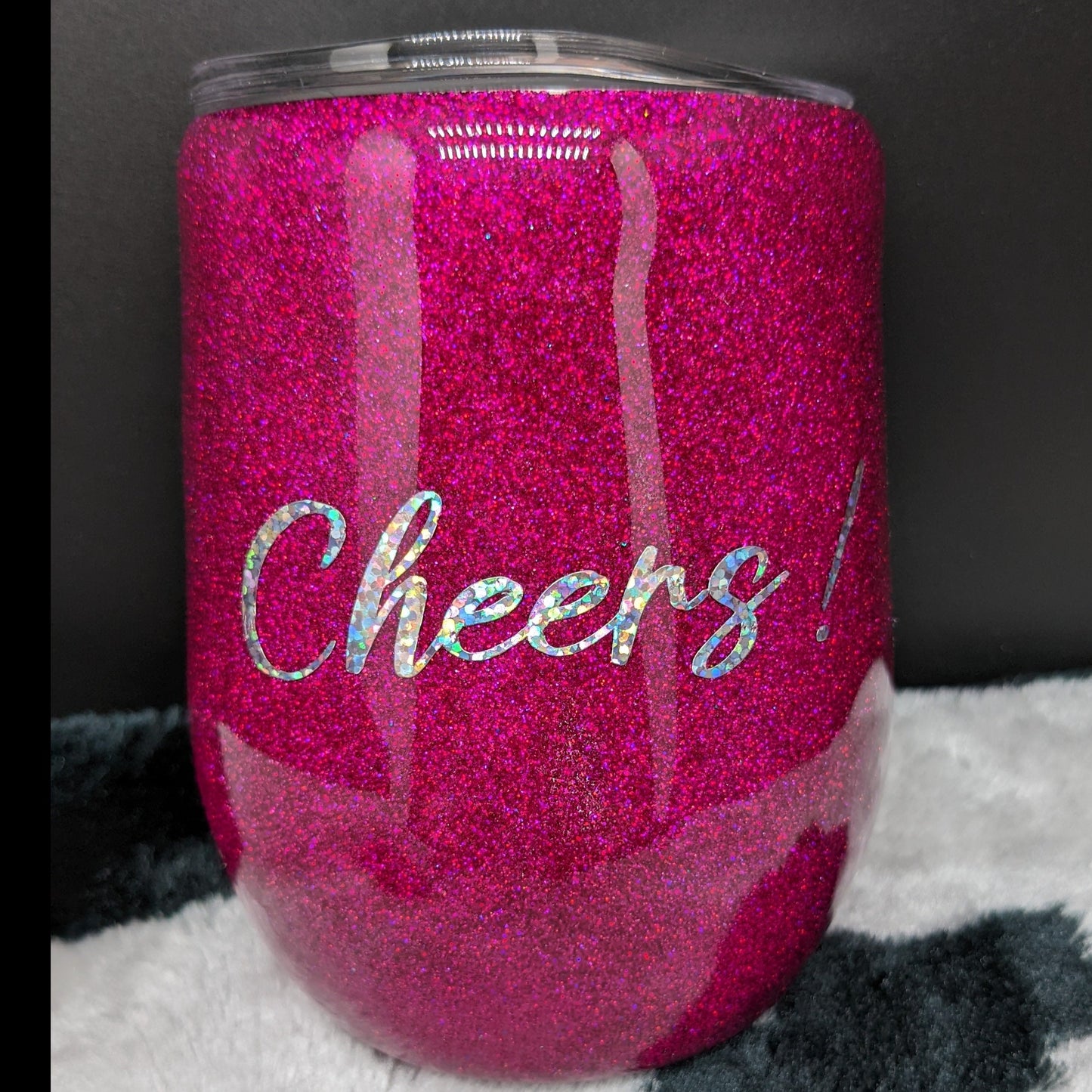 12 oz pink cheers wine tumbler