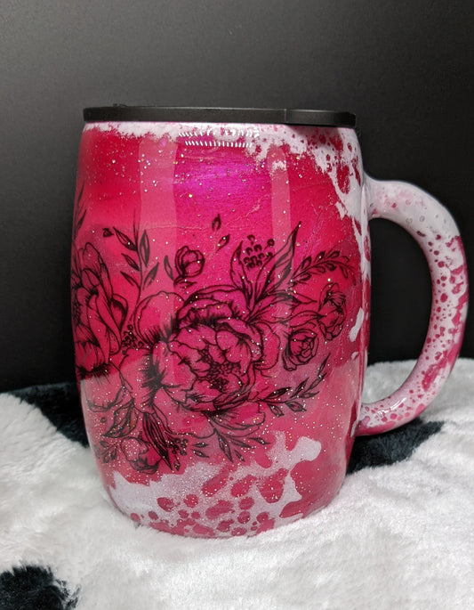 14 oz Flower mug with handle