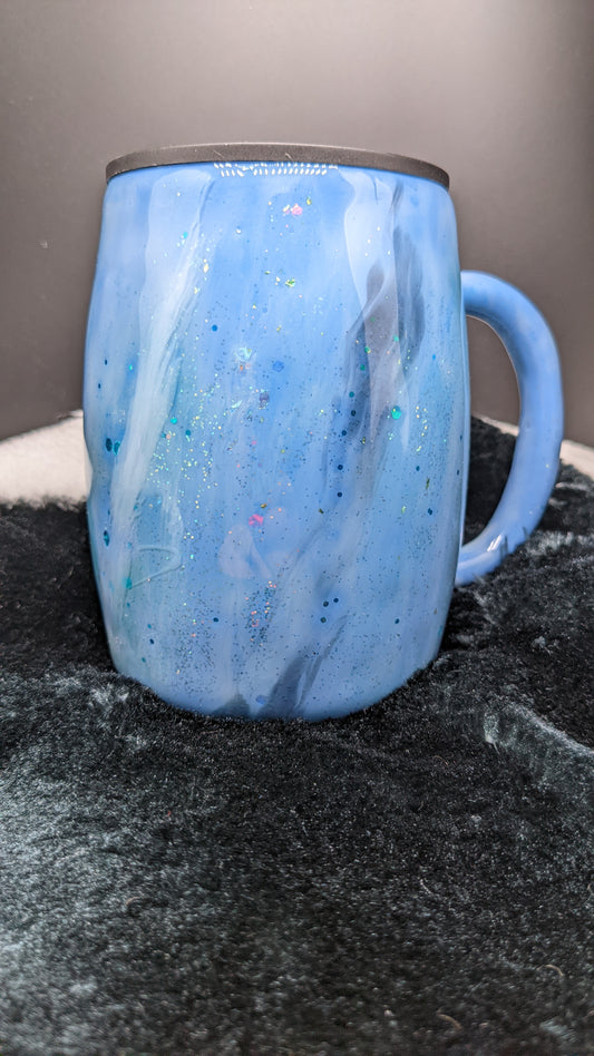 14 oz blue Milky Way swirl mug tumbler with handle