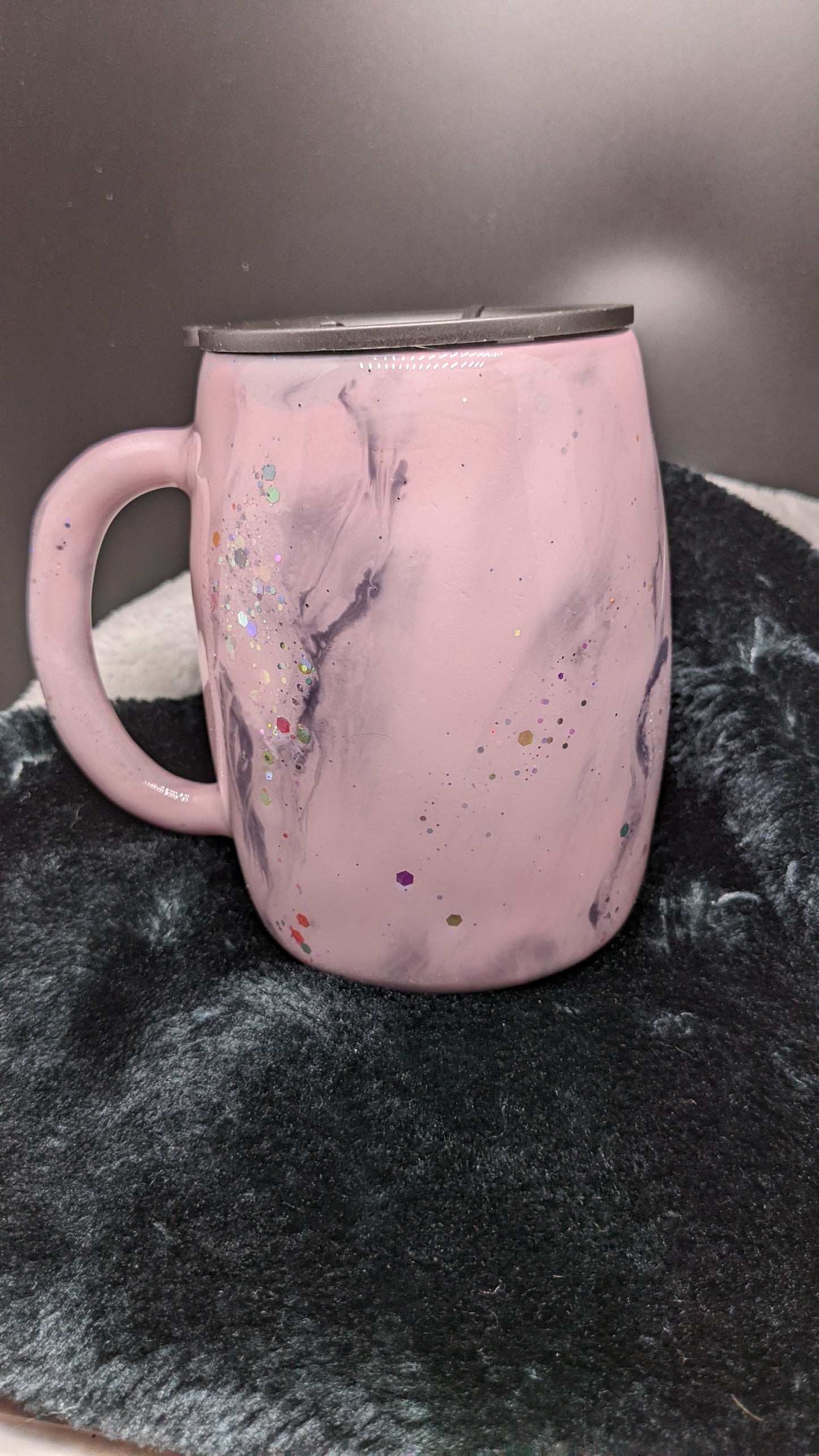 14 oz pink Milky Way swirl mug tumbler with handle