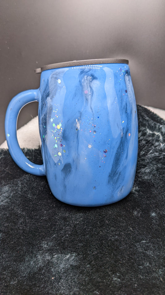 14 oz blue Milky Way swirl mug tumbler with handles