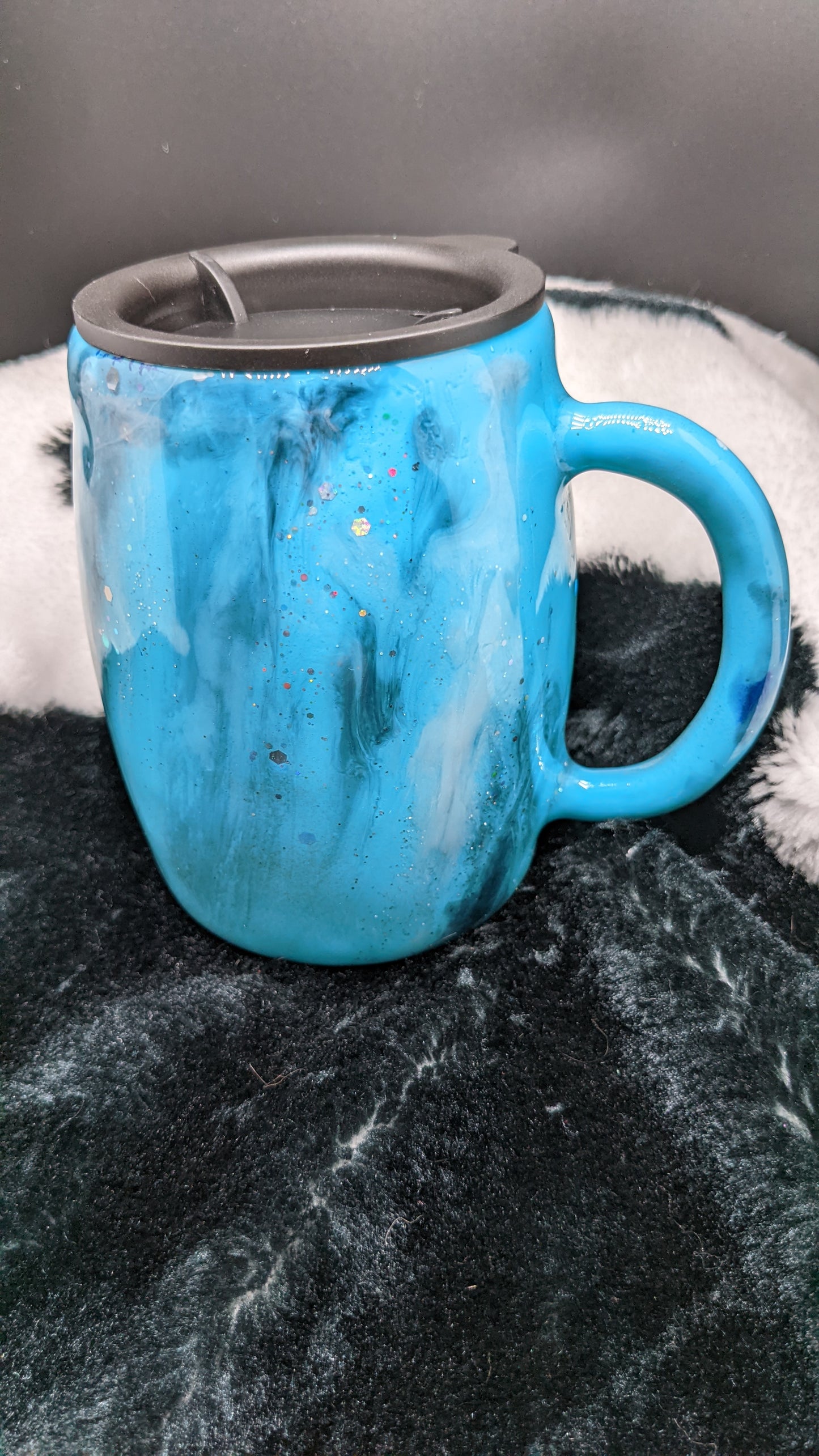 14 oz teal Milky Way swirl mug Tumbler with handle