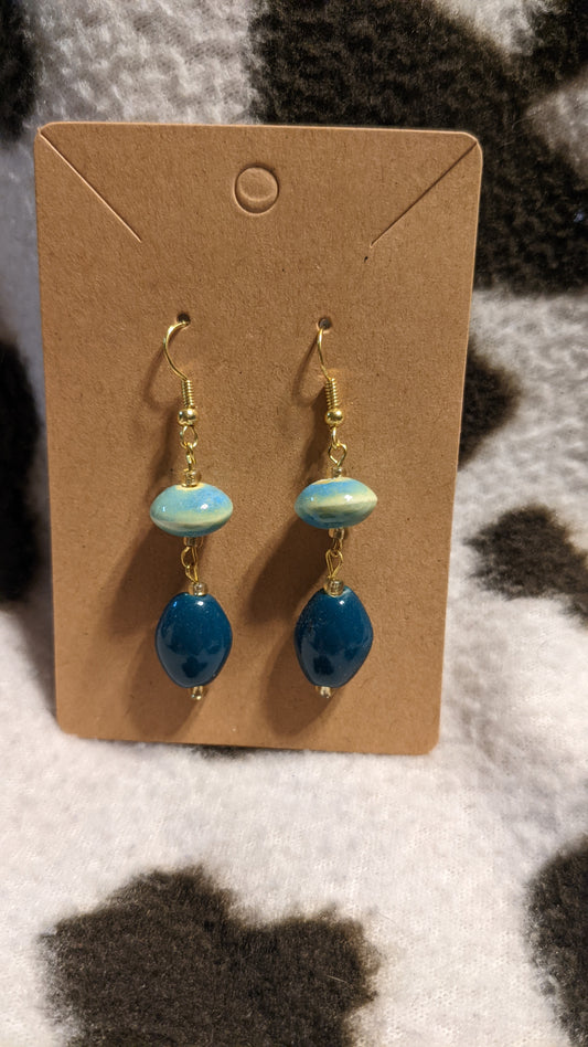 Blue multi color dangling earrings
