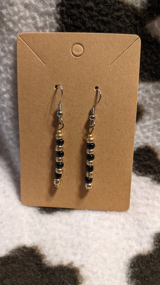 Black and silver dangling earrings