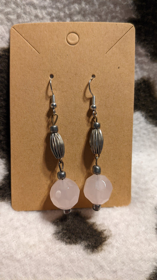 Pink and silver dangling earrings