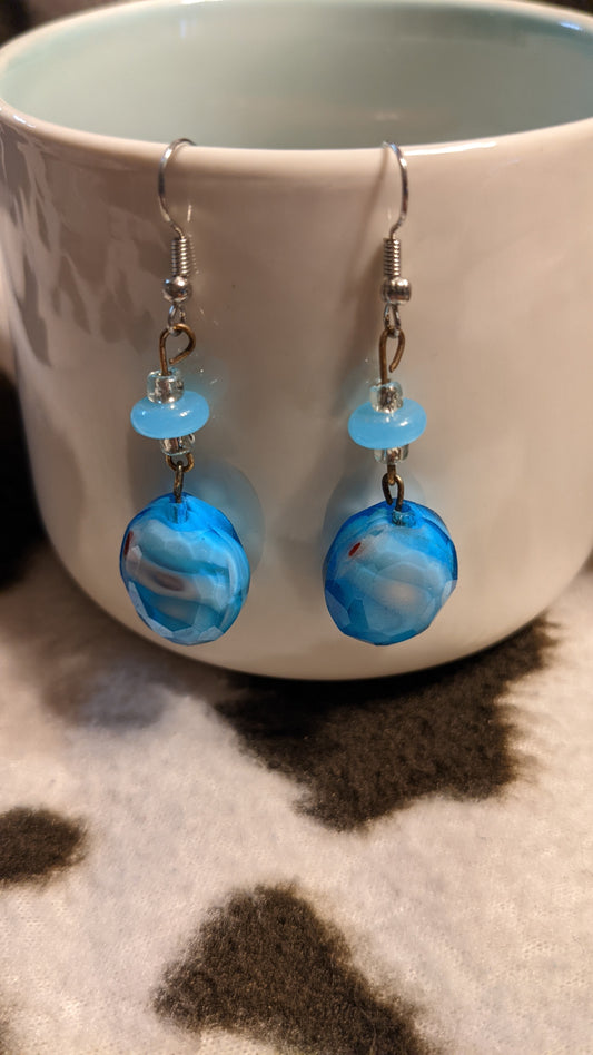 Blue dangling earrings