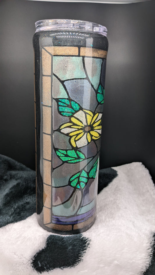 30 oz skinny yellow flower in vase epoxy tumbler