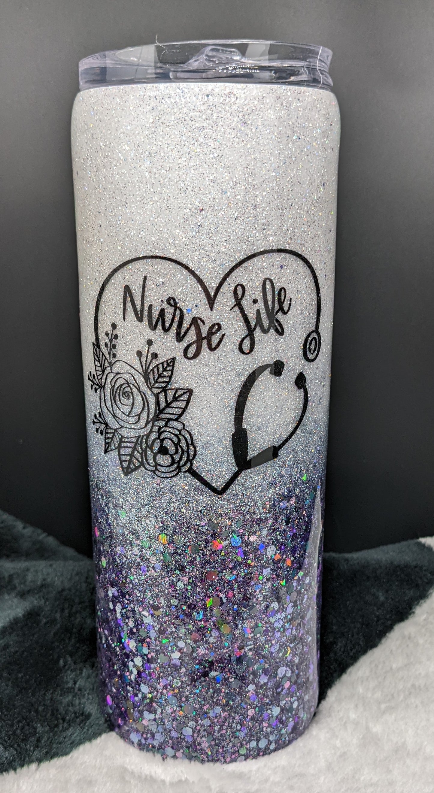 20 oz skinny purple ombre nurse life epoxy tumbler