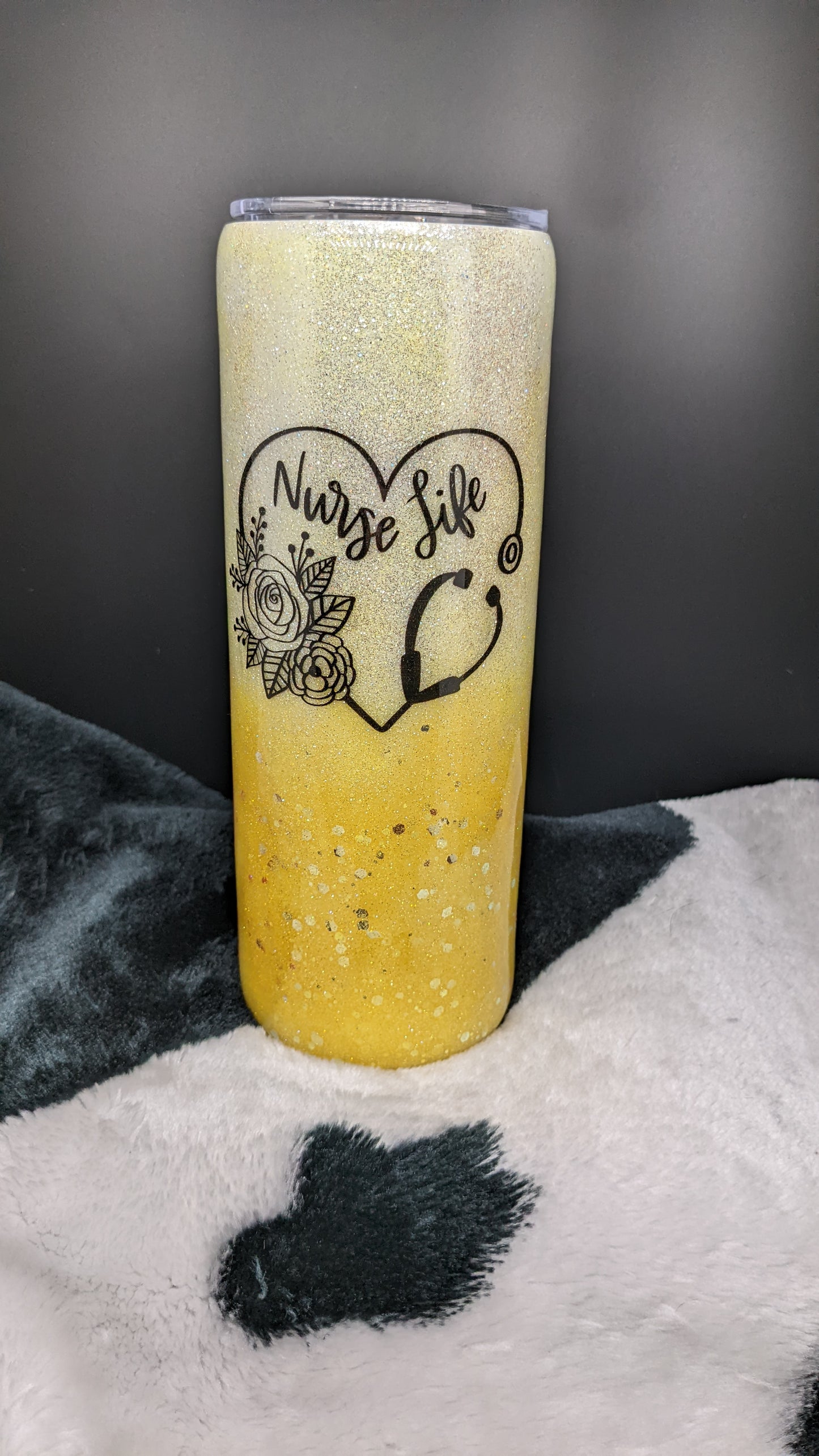 20 oz skinny yellow nurse life epoxy tumbler