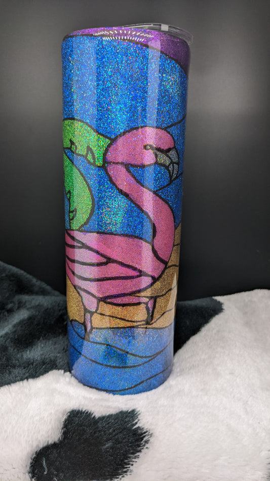 30 oz skinny flamingo epoxy tumbler