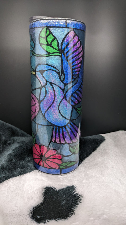 30 oz skinny hummingbird on flower